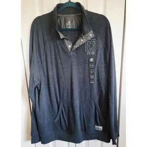 Disney Parks XL Sweatshirt‎ Dark Gray Part Button Hi Neck Hand Pocket LS NEW